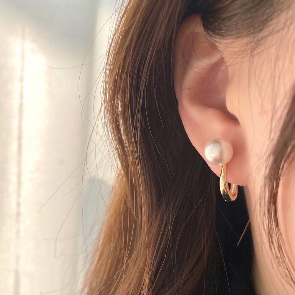 Pearl 14k gold tone earnings